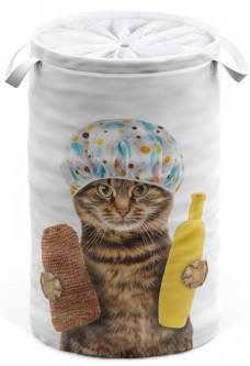 Wäschekorb Shower Cat Braun - Kunststoff - 37 x 55 x 55 cm