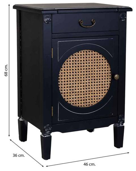 Beistelltisch Gaula Schwarz - Massivholz - 46 x 68 x 36 cm