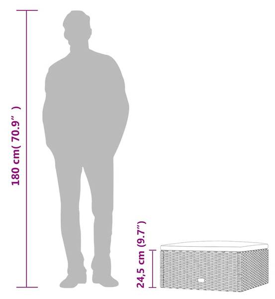 Gartenhocker 3030235-2 Schwarz - Polyrattan - 53 x 24 x 51 cm