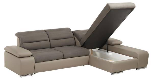 Schlafsofa MIRABEAU Grau - Kunstleder - Textil - 185 x 100 x 285 cm