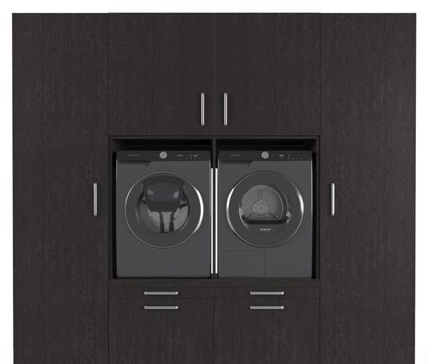 Waschmaschinenschrank Vienna Schwarz - Holzwerkstoff - 253 x 235 x 70 cm