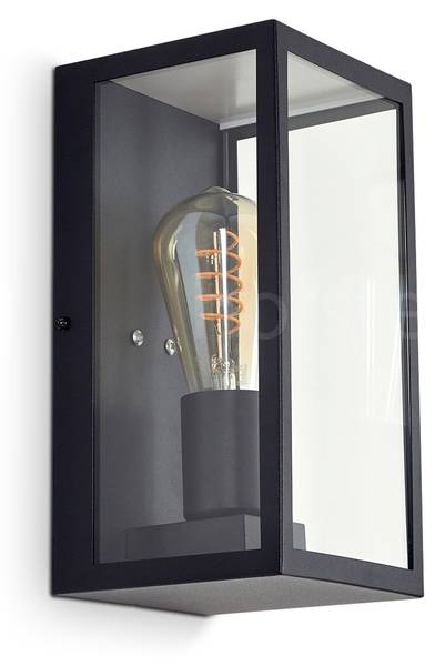 Außenwandleuchte Piasco Anthrazit - Schwarz - Durchsichtig - Tiefe: 13 cm
