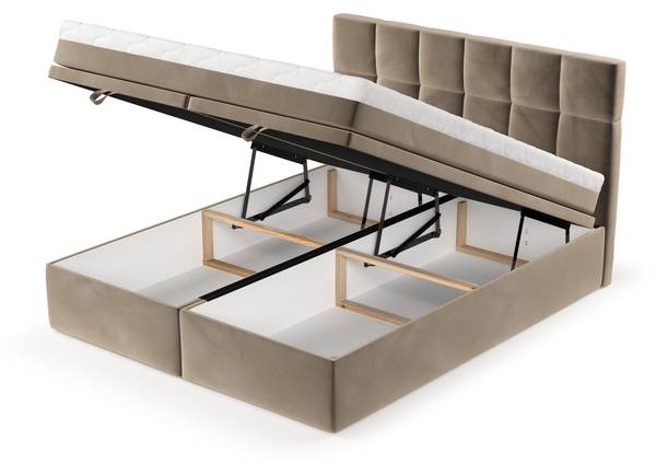 Boxspringbett ELANO mit Stauraum Paros Taupe - Liegefläche Breite: 140 cm