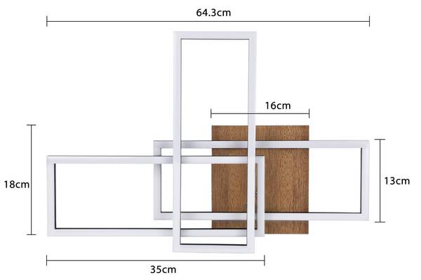 LED Plafondlamp Gale zwart - metaal - 35 x 10 x 65 cm