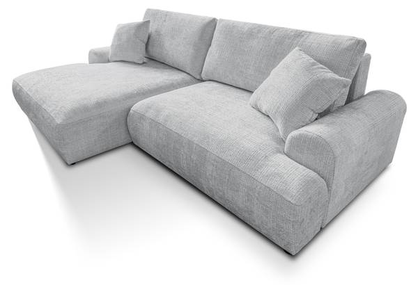 Ecksofa mit Schlaffunktion Melvano Hellgrau - Ecke davorstehend links