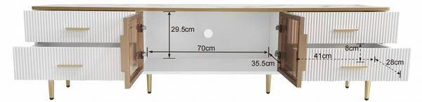 Lowboard TV-Schrank xhy03 Weiß - Metall - Massivholz - 37 x 47 x 170 cm