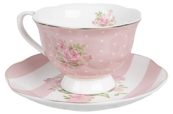 Tasse mit Untertasse Francis&Cups Pink - Porzellan - 14 x 8 x 14 cm