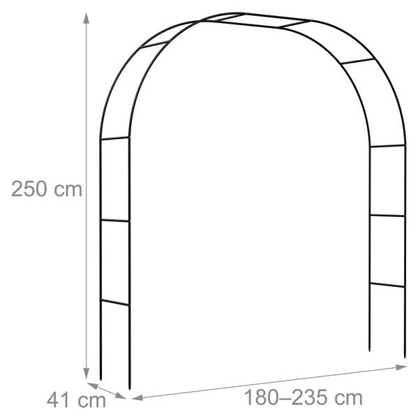Arche à rosiers en métal 2 largeurs Noir - Acier - 235 x 250 x 40 cm