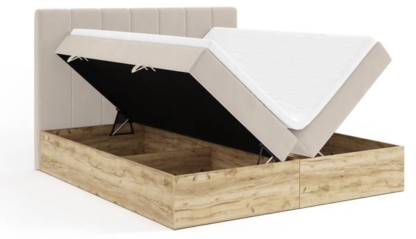 Boxspringbett Jessen Hellbraun - Breite: 160 cm