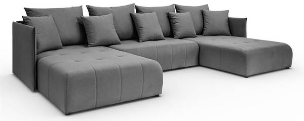 Ecksofa APOLLO U mit Schlaffunktion Grau - Polyester - 348 x 93 x 188 cm