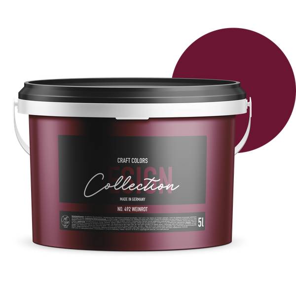 Wandfarbe (5L) edelmatt Weinrot No.492 Rot - 30 x 22 x 40 cm