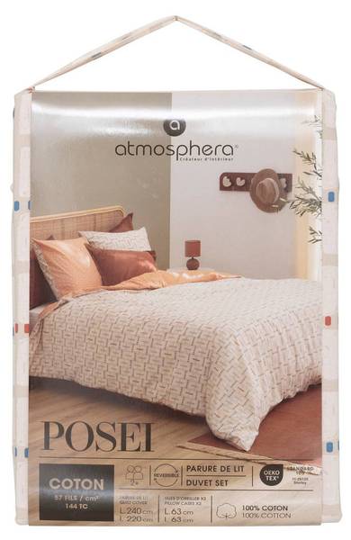 Bettgarnitur POSEI Beige - Naturfaser - 220 x 1 x 240 cm