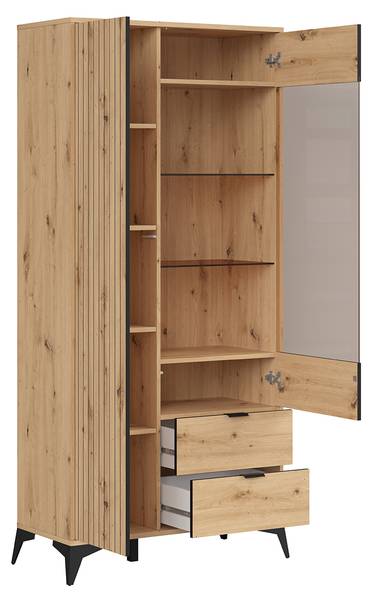 Servieskast Mao bruin - plaatmateriaal op houtbasis - 90 x 197 x 41 cm