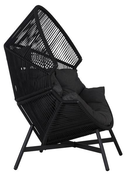 Gartensessel Benny Schwarz - Rattan - 98 x 142 x 100 cm