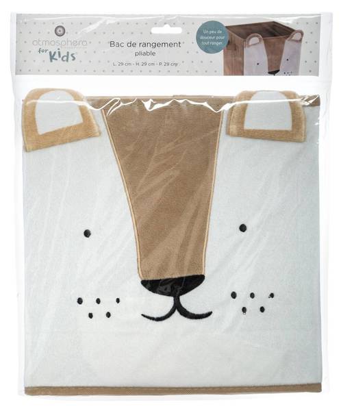 Bac de rangement enfant LION Beige - Papier - 29 x 29 x 29 cm