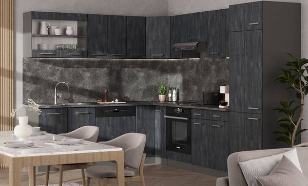 Küchenglasschrank R-Line 47494 Anthrazit - Schwarz - Breite: 40 cm