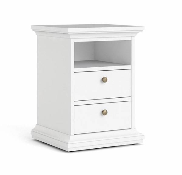 Nachttisch Venedig Weiß - Holz teilmassiv - 44 x 59 x 40 cm