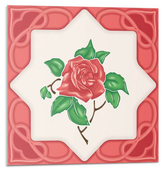 Fliesen Rahmen Blume 4er Set 50 x 50 cm