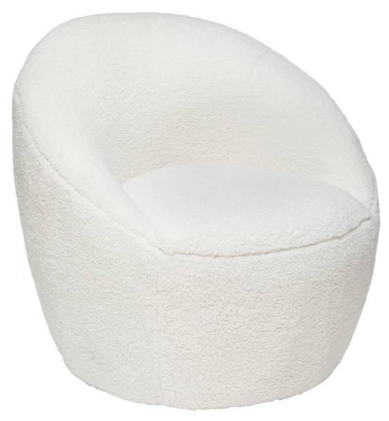 Fauteuil ROMI Blanc - Bouclé - Polyester - 75 x 72 x 77 cm