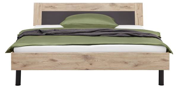 Bett BERGAMO Braun - Grau - Holzwerkstoff - 189 x 1 x 180 cm