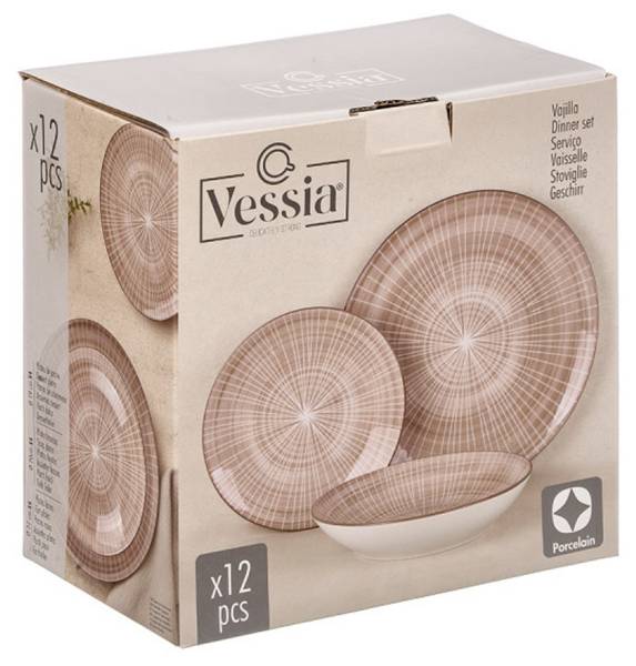 Tellerset 14008 12er Set Braun - Keramik - 28 x 17 x 28 cm