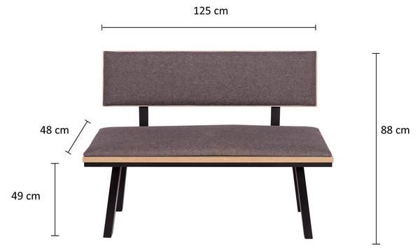 Sitzbank mit Lehne 'Die Elegante' Grau - Eiche Dekor