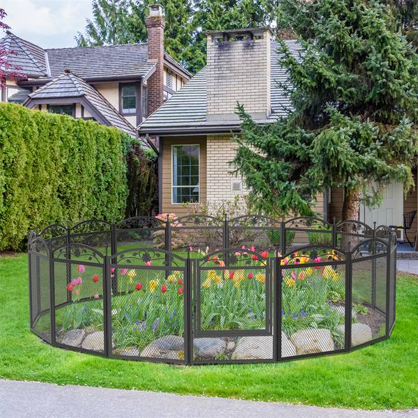 Beetzaun Gartenzaun Metall (8er Set) Schwarz - Eisen - 61 x 80 x 61 cm