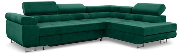 Ecksofa Maliba L-Form Rechts Grün - Ecke davorstehend rechts - Longchair davorstehend rechts - Ottomane davorstehend rechts - Schlaffunktion davorstehend links
