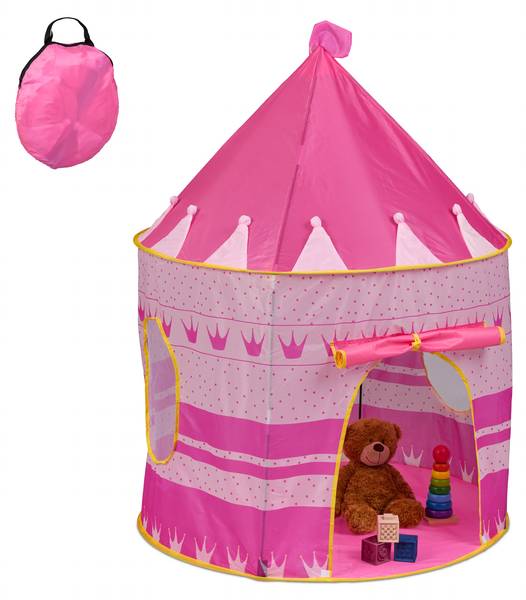 Speeltent prinsessen roze - geel - polyester - staal - 100 x 135 x 100 cm