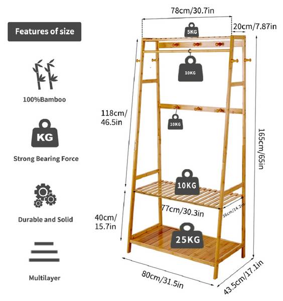 Garderobenständer Kleiderständer Holz Beige