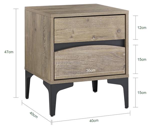 Nachttisch FBT165-N Braun - Holzwerkstoff - 40 x 47 x 40 cm