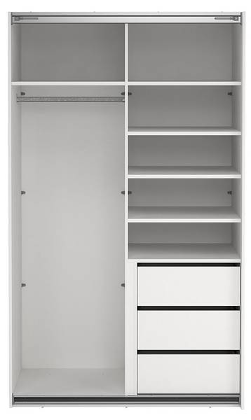 Schiebetürenschrank Catania (2-türig) Weiß - Holz teilmassiv - 119 x 201 x 67 cm