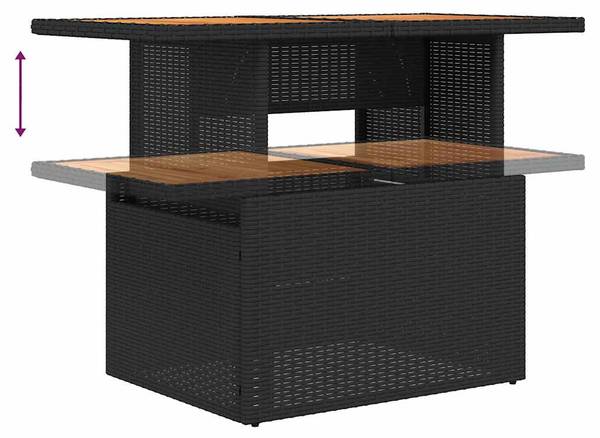 Salon de jardin 3037096-4 (lot de 7) Noir - Crème