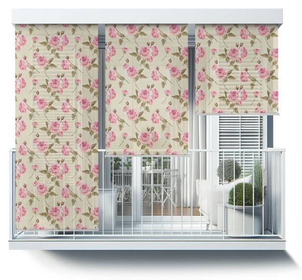 Außenrollo Flos Rosa Beige - Textil - 40 x 180 x 1 cm