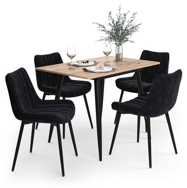 Esstisch-Set Beaver 62746 5er Set Schwarz - Eiche Dekor