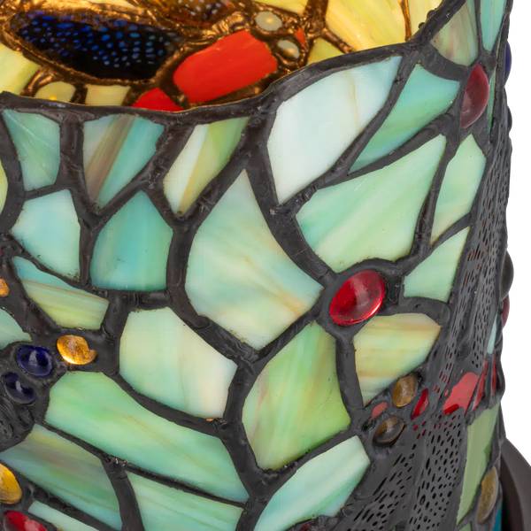 Tiffany Tischlampe Libellen 7176 Türkis - Glas - 17 x 21 x 17 cm