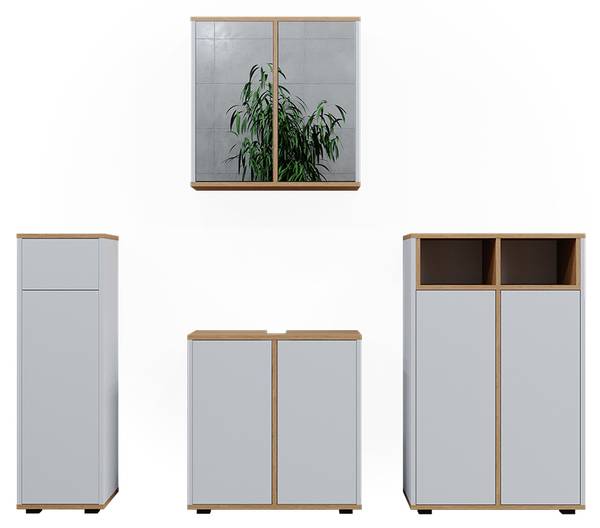 Badmöbel-Set Didi 49396 4er Set Braun - Weiß - Holzwerkstoff - 60 x 62 x 30 cm