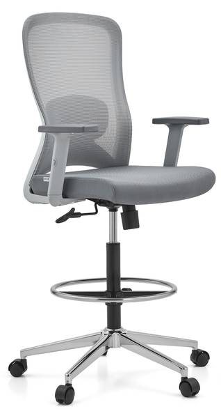 Bürodrehstuhl Top Work 44 W Grau - Polyester - 60 x 136 x 68 cm