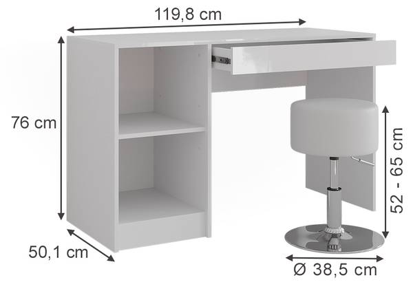 Schminktisch Sherry 57576 2er set Weiß - Holzwerkstoff - 120 x 76 x 51 cm