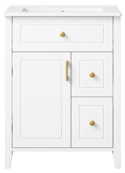 Badezimmerschrank JINBA35 Ⅲ Weiß - Holzwerkstoff - 47 x 87 x 61 cm