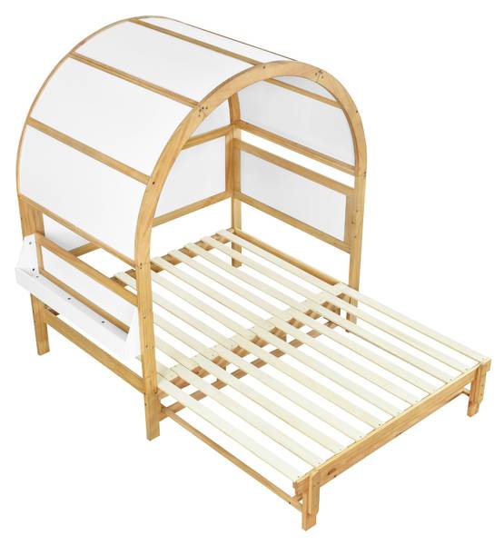 Kinderbett Daisy Braun - Weiß - Kiefer - 162 x 177 x 207 cm