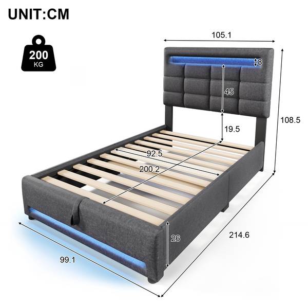 Polsterbett LEINGLOW Ⅰ Grau