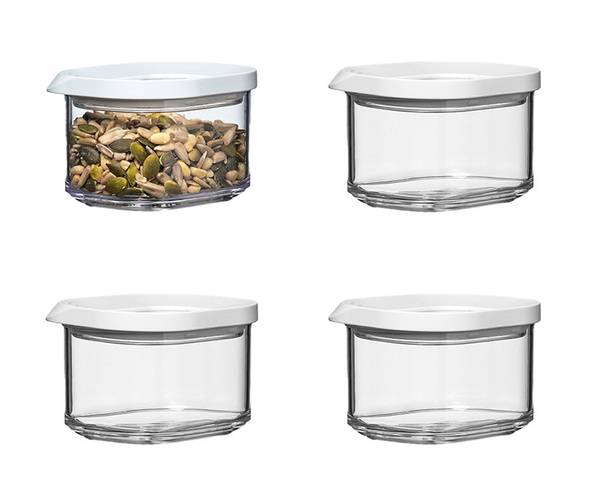 Vorratsdose Modula 4er Set Weiß - Kunststoff - 8 x 6 x 8 cm