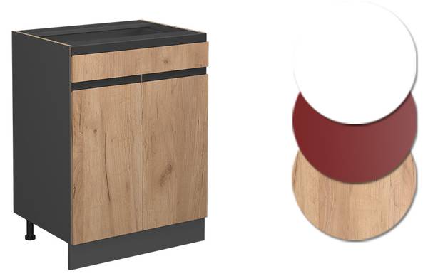 Küchenunterschrank R-Line 45593 Anthrazit - Eiche Sand Dekor