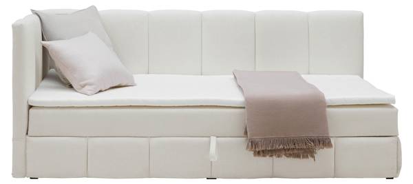 Bett LUNA Beige - Textil - Holz teilmassiv - 114 x 1 x 100 cm