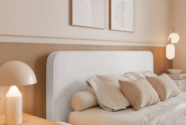 Monteli gestoffeerd bed wit - Breedte: 158 cm