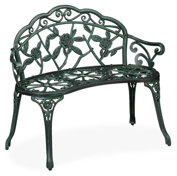 Tuinbank 2 zits rozen zwart - groen - aluminium - gietijzer - 99 x 79 x 56 cm