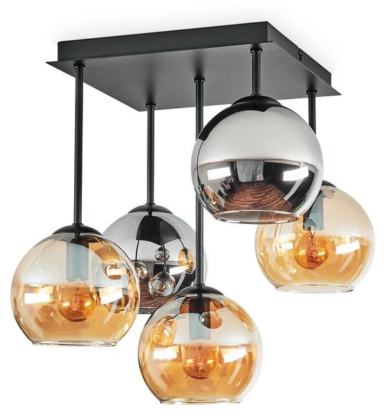 Deckenleuchte Cesaro Braun - Grau - Silber - Metall - 37 x 42 x 37 cm