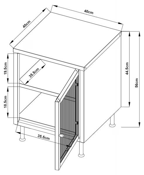 Beistellschrank Lindau Weiß - Stahl - 40 x 56 x 40 cm