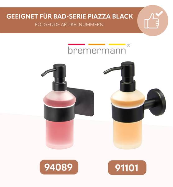 Seifenspenderkopf Piazza Black (2er Set) Schwarz - Metall - 7 x 17 x 4 cm